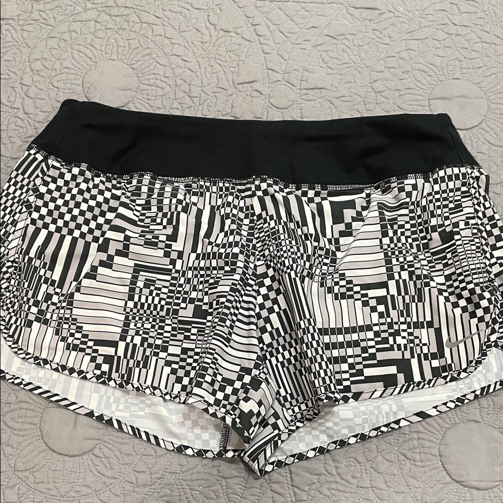 Nike Black and White Geometric Athletic Shorts